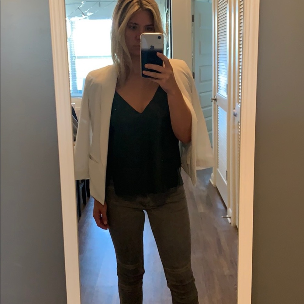 Hunter green fake leather top